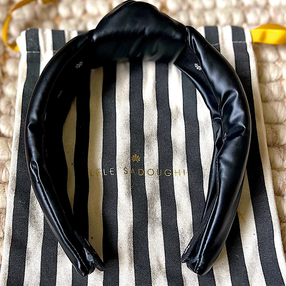 Back in stock - Lele Sadoughi black faux leather headband